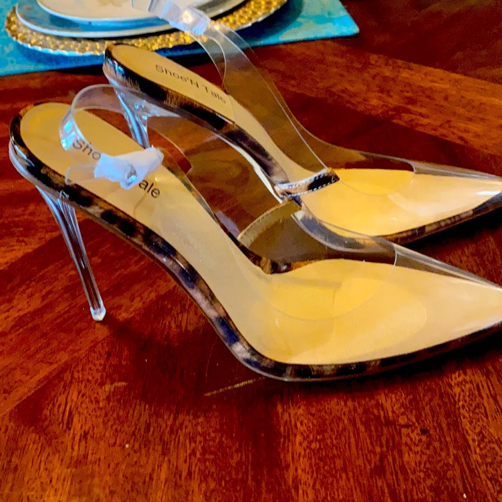 Clear and Leopard Printed Slingbacks